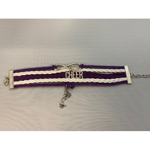 Leather Charm Bracelet Cheer Purple