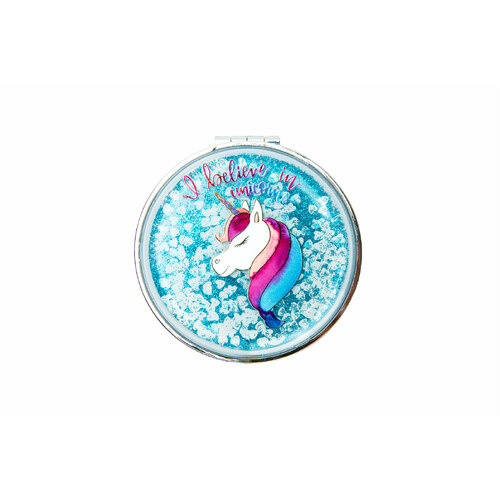 Mad Ally Compact Mirror; Unicorn Believer Blue
