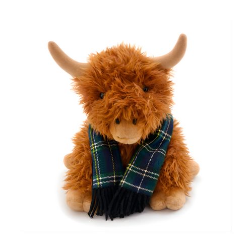 Mad Ally Hamish Highland Cow Green Scarf 42cm