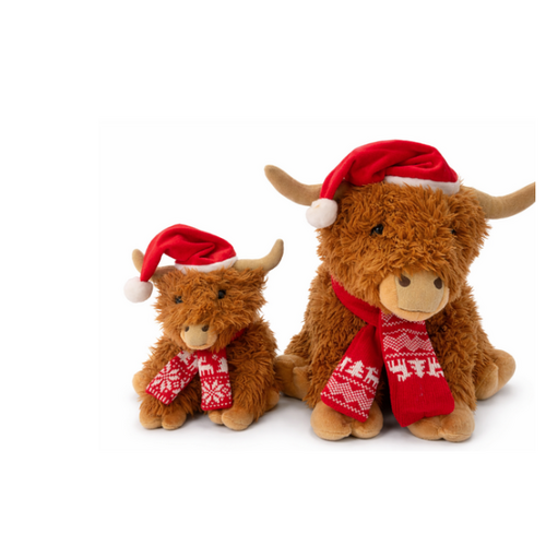 Mad Ally Hamish Highland Cow Christmas Tan 25cm