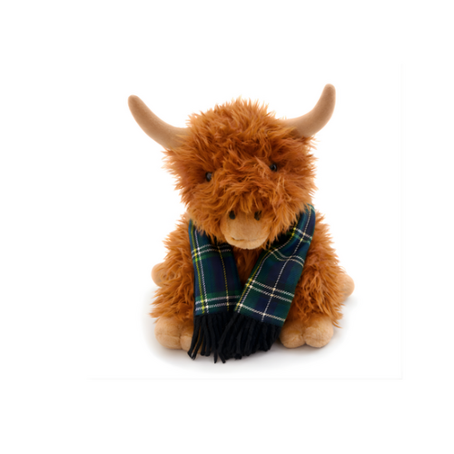 Mad Ally Hamish Highland Cow Keyring Green Scarf Tan 