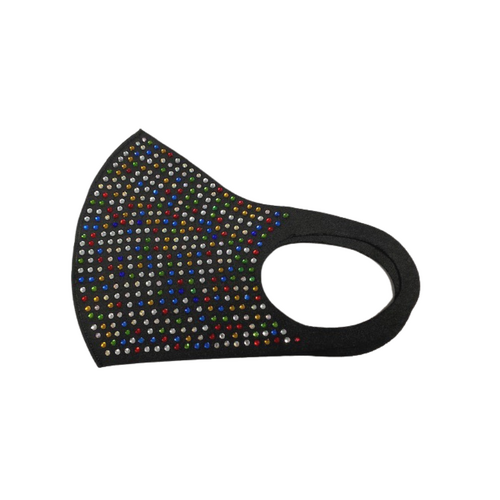 Mad Ally Diamante Adult Face Mask Kaleidoscope; Black