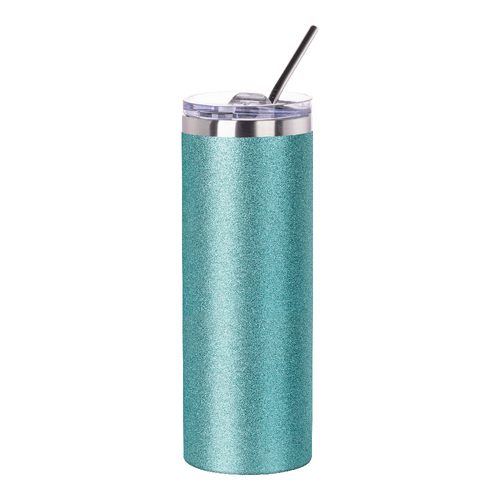 Mad Ally Glitter Skinny Tumbler With Straw; Blue