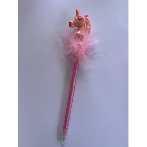 Mad Ally Unicorn Head Fluffy Pen; Light Pink