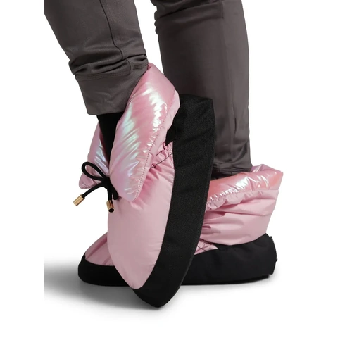 Capezio Mini Glam warm up booties; Metallic Light Pink; Adult Large
